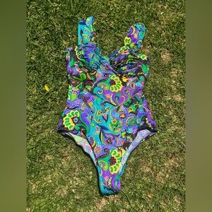 80s Vintage Vibrant Blue Catalina One Piece Swimsuit Sz 6